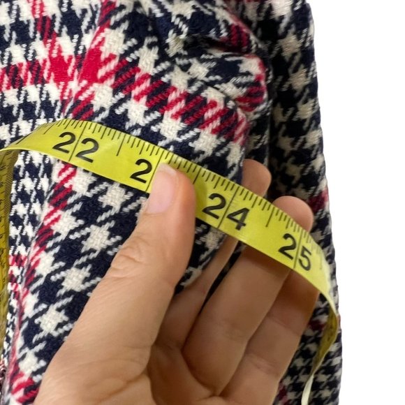 Vintage 80s Pendleton Navy Blue White Red Houndstooth Plaid Wool Blazer 22W - Picture 7 of 9